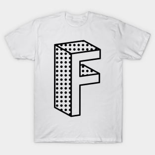 3D Ben Day Dot Isometric Letter F T-Shirt